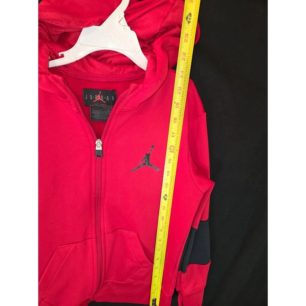Jordan‎ Dri-FIT Full Zip Hoodie Red Black Colorblock Kids Size S (8-10)